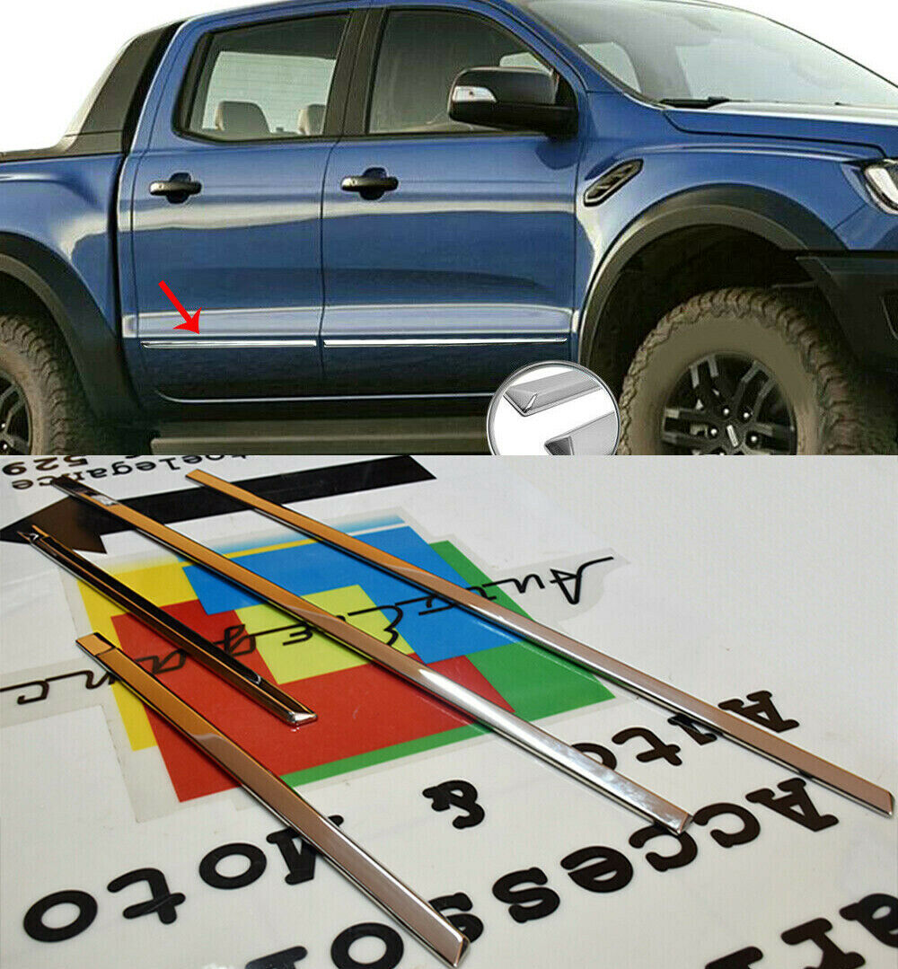 MODANATURE ADESIVE PER FORD RANGER TKE 2011+ CORNICI CROMATE ACCIAIO INOX .