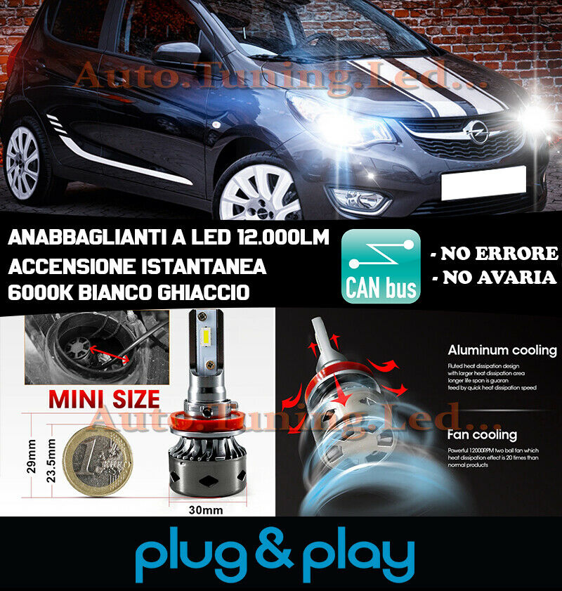 OPEL KARL LED LOW BEAM LAMPS INSTANT NO FAILURE 12.000LM