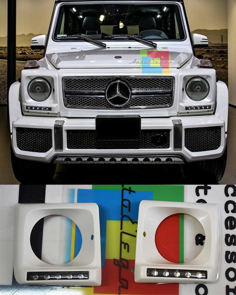 MERCEDES G W463 1989-2012 COPRI FARI CON LUCI DIURNE A LED FUME' DRL G65 AMG