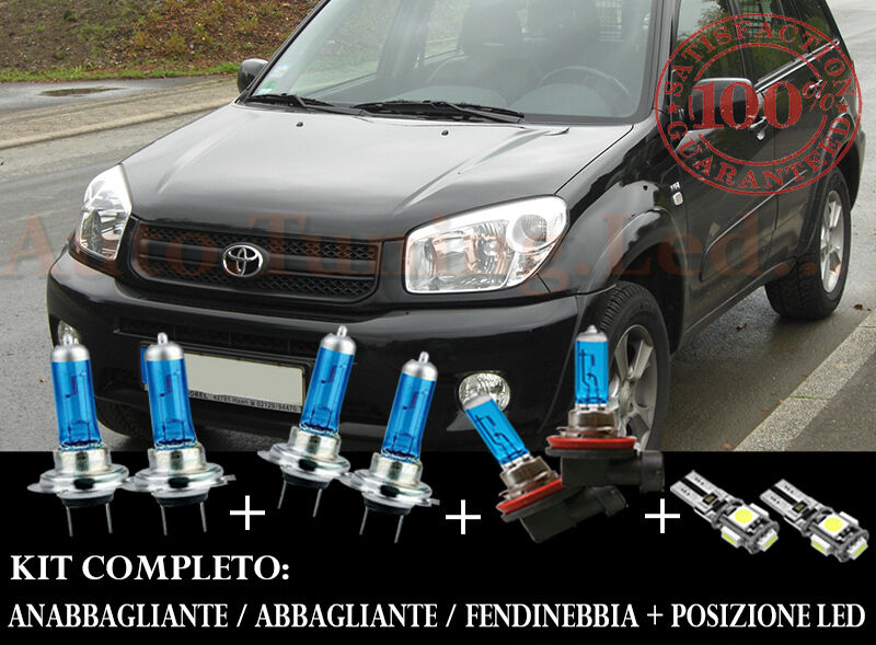 TOYOTA RAV 4 2001-2005 SET COMPLETO LAMPADE BLU XENON + POSIZIONE A LED