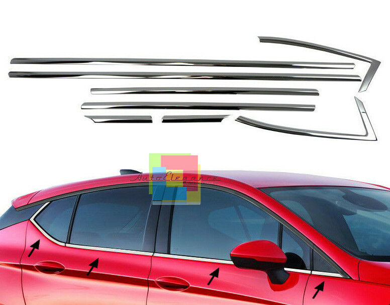 MODANATURE ADESIVE OPEL ASTRA K CORNICI FINESTRINI CROMATE ACCIAIO INOX .
