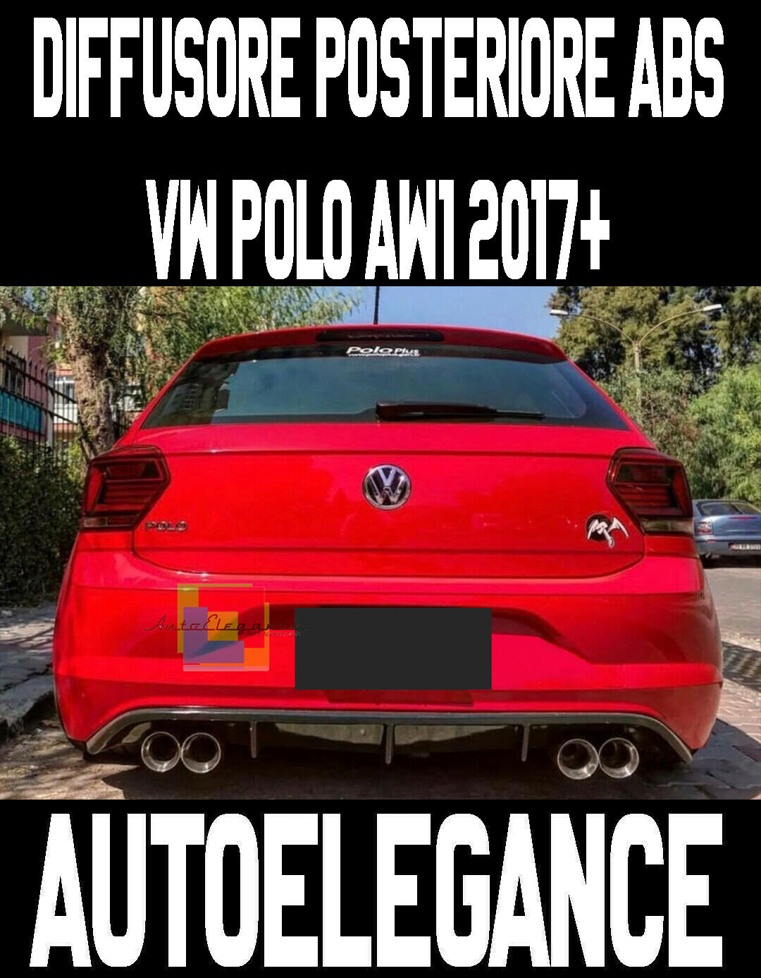 VW POLO AW1 FROM 2017+ ABS DIFFUSER RLINE LOOK UNDER REAR BUMPER -.