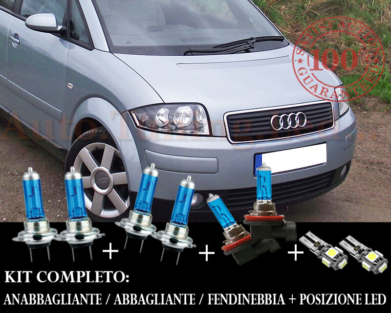 AUDI A2 SET COMPLETO LAMPADE BLU XENON + POSIZIONE A LED AUTOELEGANCERICAMBI