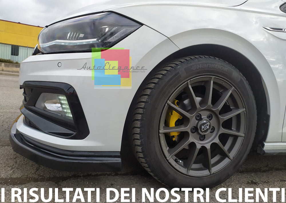 BLADE FOR VW POLO AW1 RLINE UNDER FRONT BUMPER IN GLOSSY BLACK ABS SPLITTER