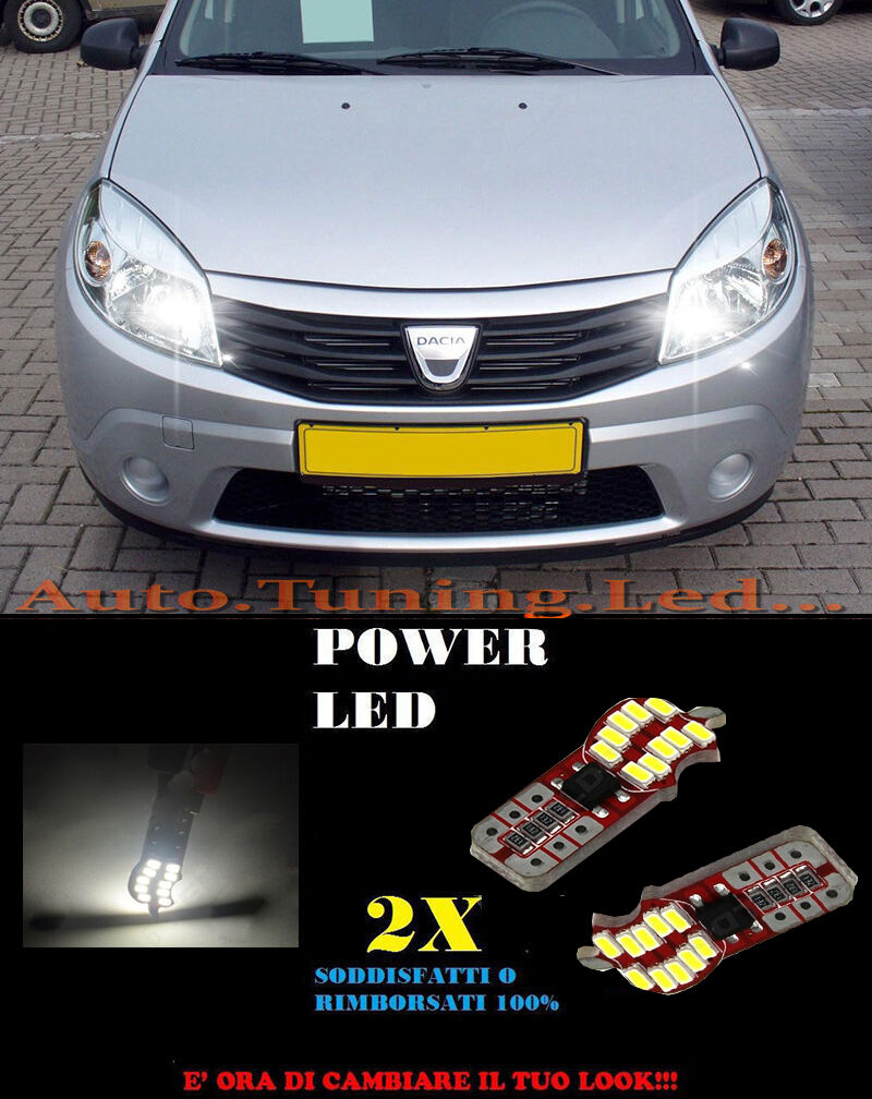 LUCI POSIZIONE DACIA SANDERO 08-12 CANBUS T10 BIANCO 20 LED SUPER QUALITA
