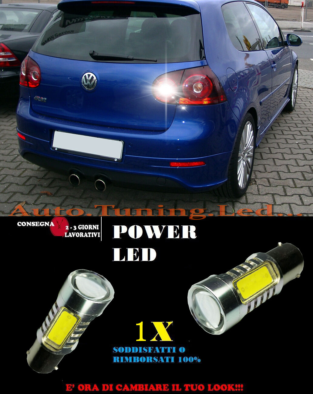VW GOLF 5 V 6000K LAMPADA RETROMARCIA A LED P21W BA15S CANBUS NO ERROR