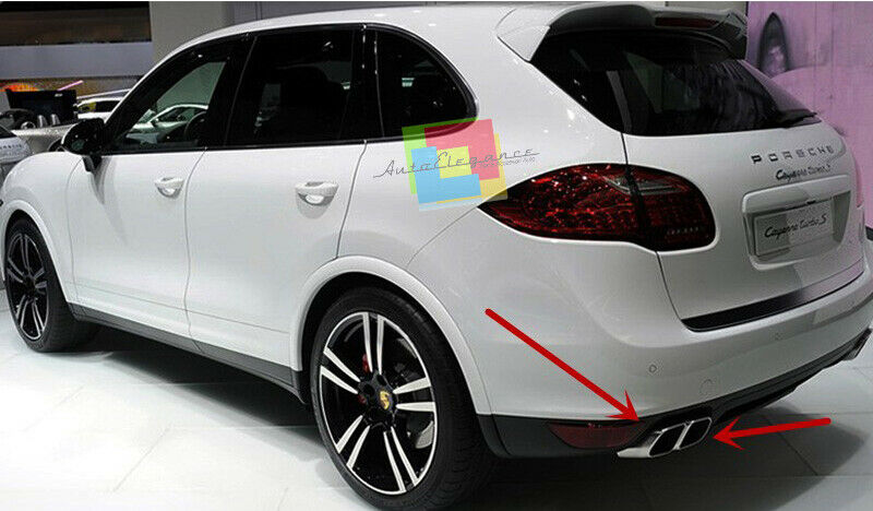 COPPIA TERMINALI DI SCARICO PORSCHE CAYENNE 2011-2014 ACCIAIO LOOK V6 AUTOELEGANCERICAMBI