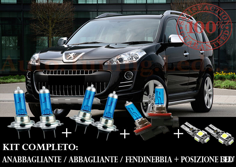 PEUGEOT 4007 2007+ SET COMPLETO LAMPADE BLU XENON + POSIZIONE A LED