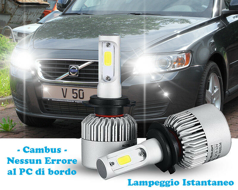 LAMPADE ABBAGLIANTI LED VOLVO V50 2004-2010 LAMPEGGIO ISTANTANEO 6000K