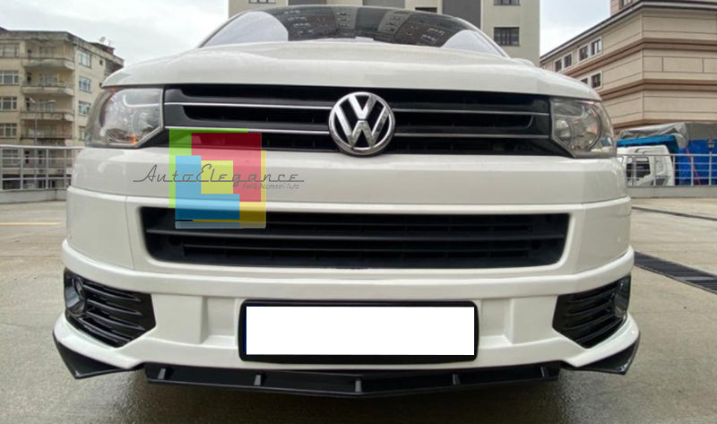 VW TRANSPARTER T5 ABS FRONT BUMPER BLADE RS LOOK BLACK SPLITTER