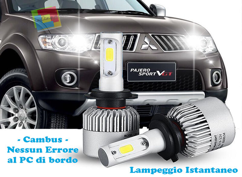 LAMPADE ABBAGLIANTI LED MITSUBISHI PAJERO SPORT 2008+ LAMPEGGIO ISTANTANEO 6000K