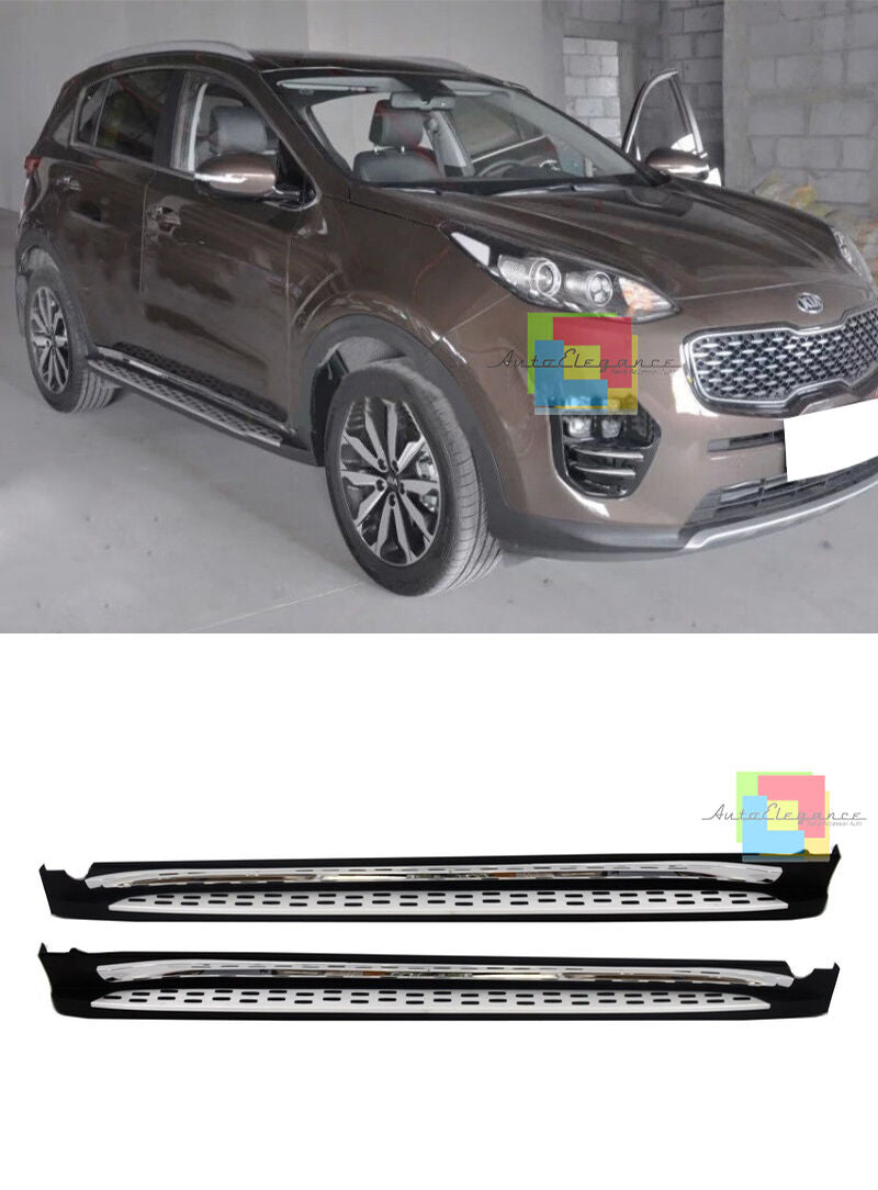PEDANE LATERALI KIA SPORTAGE QL 2015+ SOTTO PORTA ACCIAIO INOX CON CROMATURA