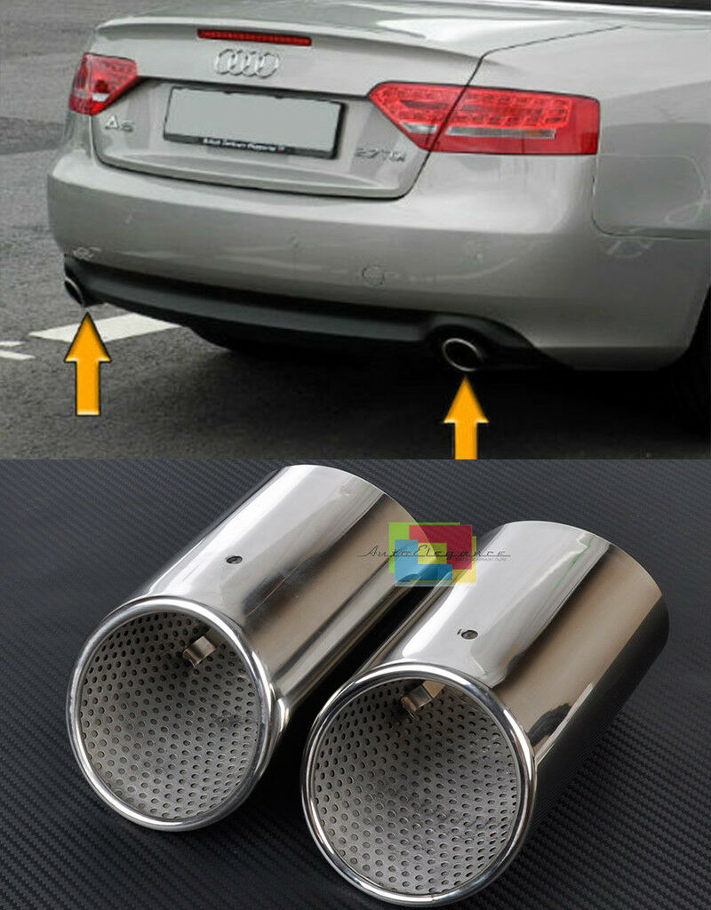 AUDI A5 CABRIO 2008-2016 COPPIA TERMINALI DI SCARICO CROMATI ACCIAIO INOX SLINE AUTOELEGANCERICAMBI