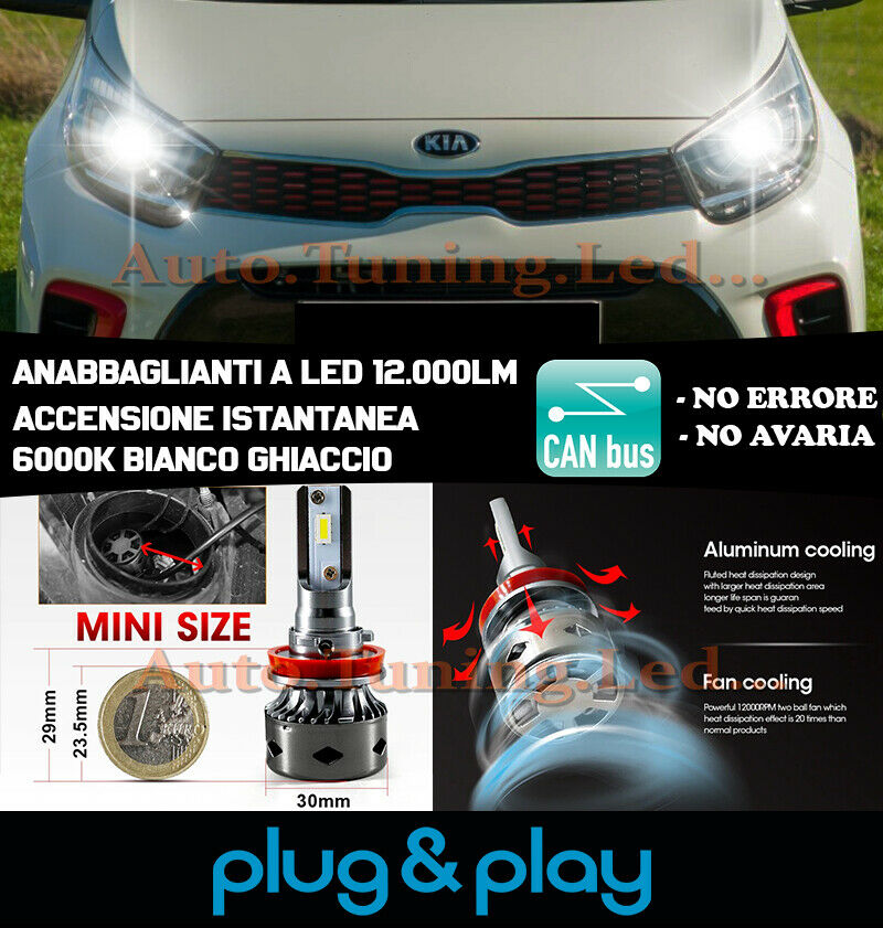 LED LOW BEAM LAMPS KIA PICANTO JA INSTANT NO FAILURE 12.000LM