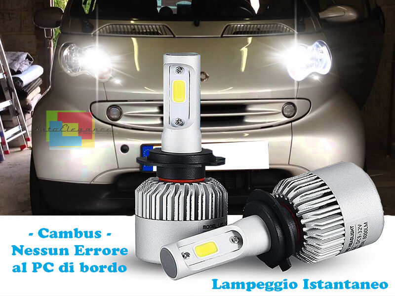 LAMPADE ABBAGLIANTI LED SMART FORTWO 450 LAMPEGGIO ISTANTANEO 6000K