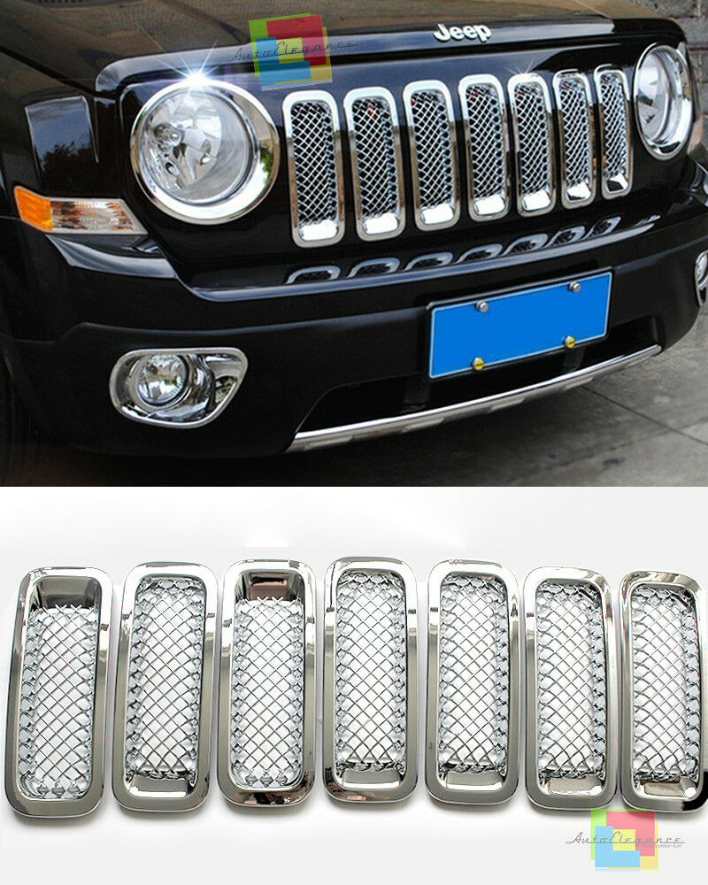 GRIGLIE ANTERIORI JEEP PATRIOT 2011-2015 CALANDRE CROMATE - MASCHERINE ADESIVE