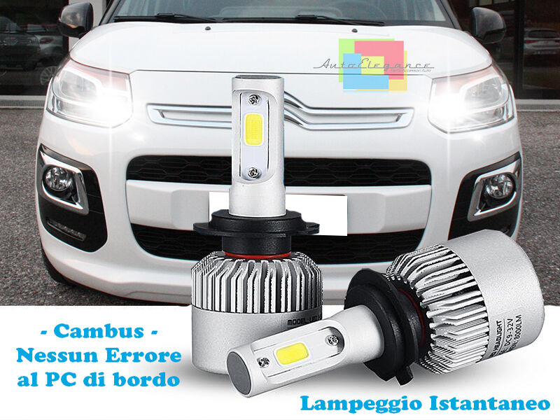 LAMPADE ABBAGLIANTI LED CITROEN C3 PICASSO 2009+ LAMPEGGIO ISTANTANEO 6000K ---