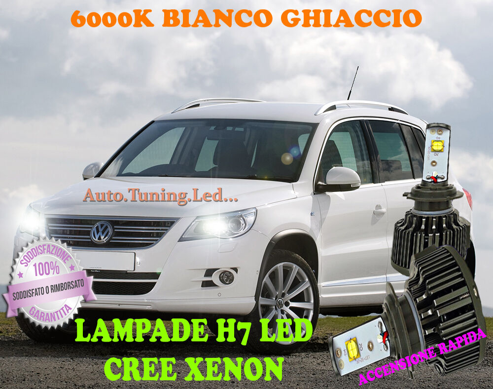 VW TIGUAN 07-11 H7 CREE XENON HIGH BEAM LAMPS 6000K WHITE HALOGEN HEADLIGHTS ONLY