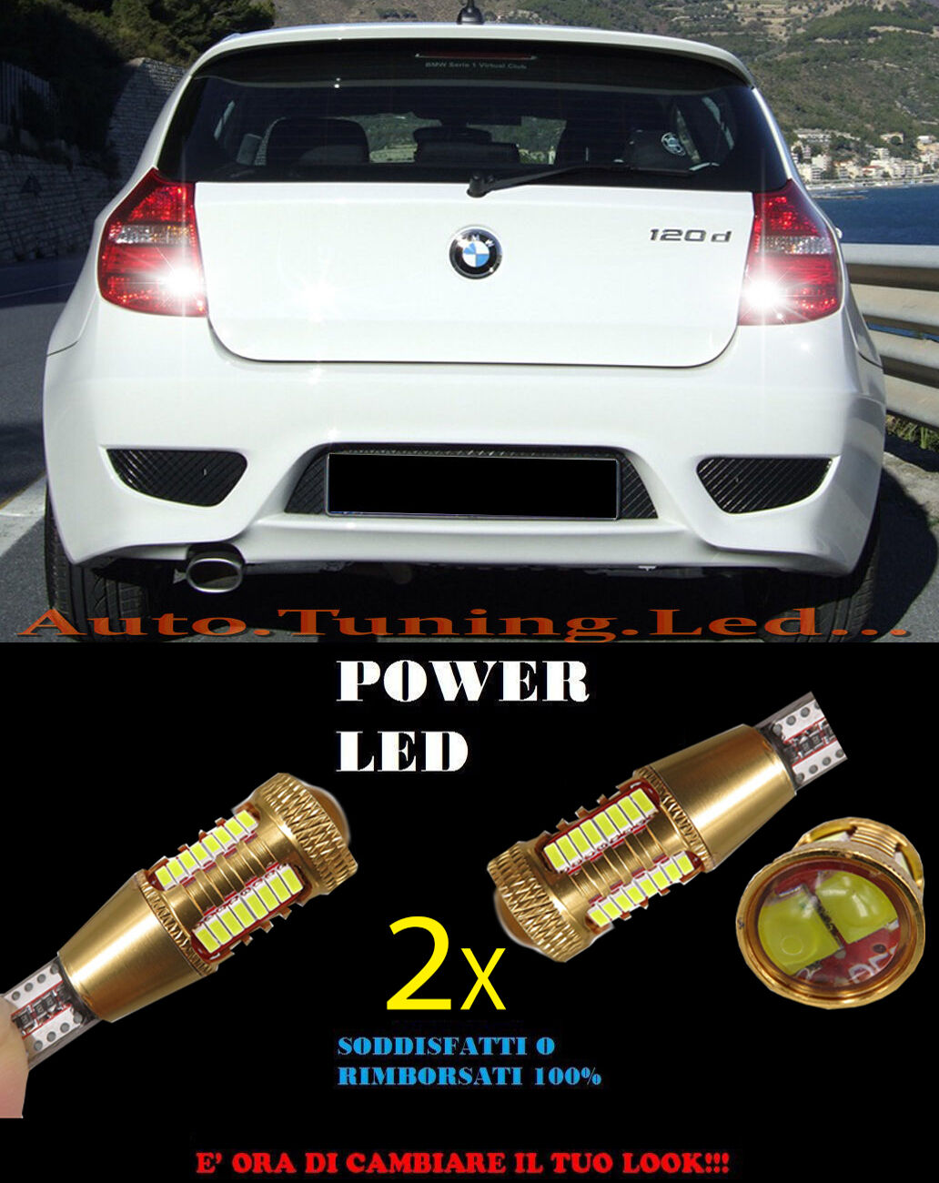 BMW SERIE 1 E81 E82 E88 LAMPADE RETROMARCIA LED T15 W16W SUPER QUALITA NO ERROR AUTOELEGANCERICAMBI
