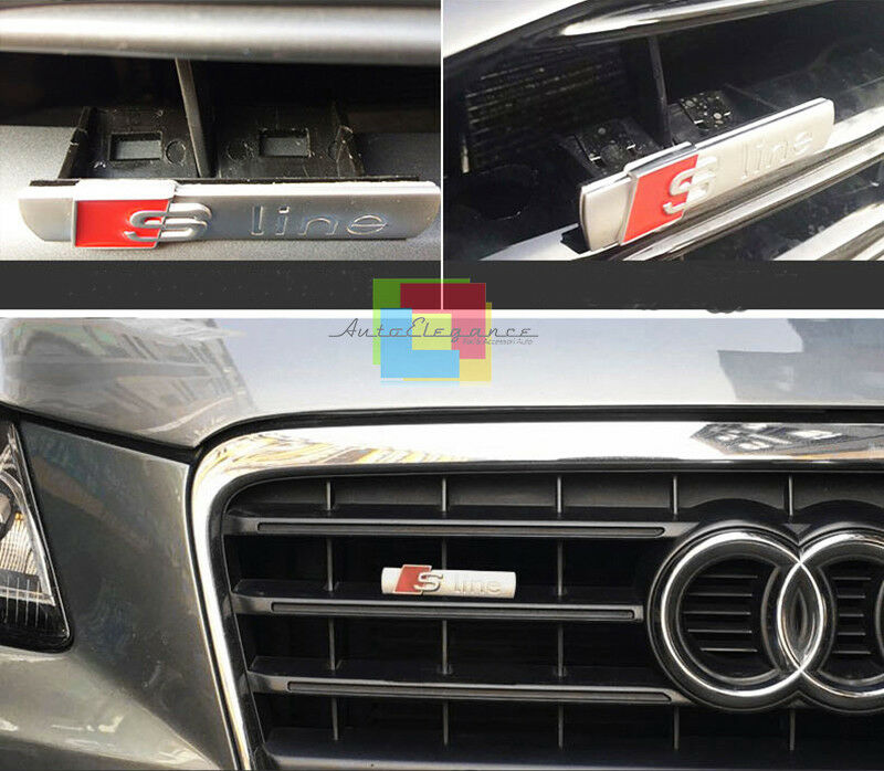 LOGO SLINE GRIGLIA ANTERIORE A CLIP AUDI A7 A8 LOOK SPORTIVO ACCIAIO