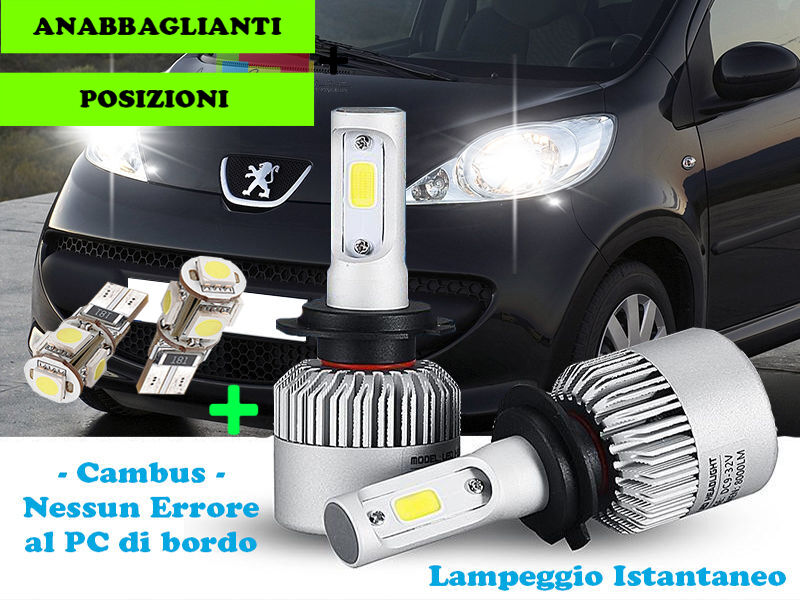 HIGH BEAM + LOW BEAM + POSITIONS LED LAMPS PEUGEOT 107 2005-2010 CREE