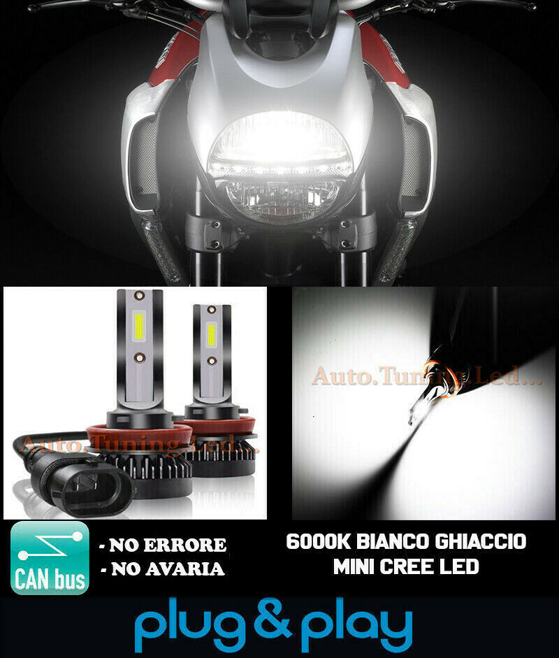 DUCATI Diavel Carbon LAMPADE LED 6000K CANBUS 9000LM ANABBAGLIANTI ABBAGLIANTI