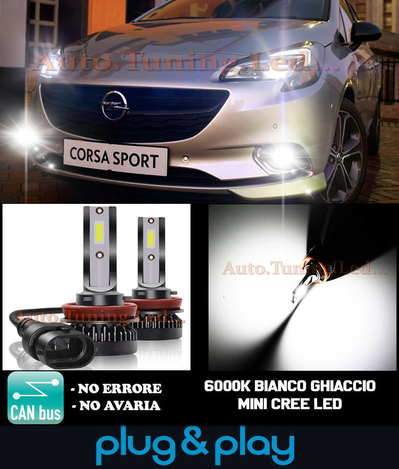 LAMPADE FENDINEBBIA A LED CREE OPEL CORSA E CAMBUS BIANCO GHIACCIO 8000LM