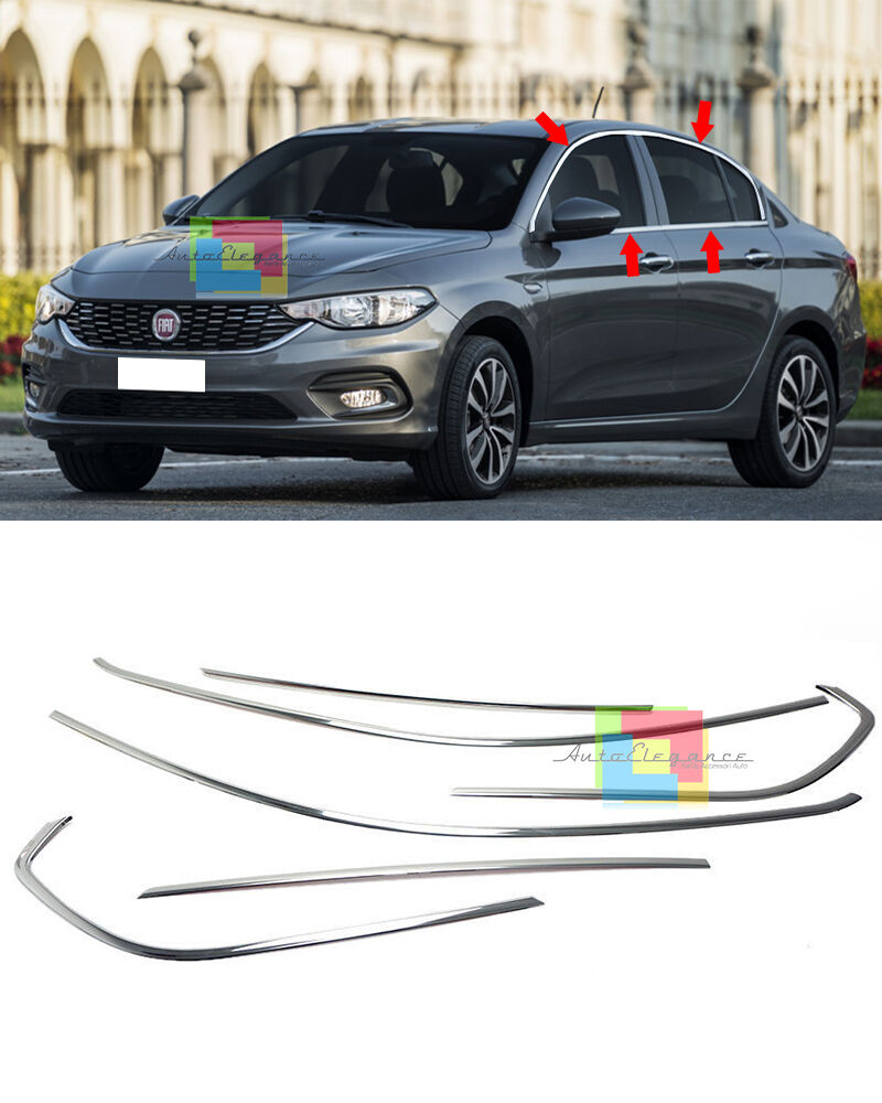 SET CORNICI FINESTRINI CROMATI FIAT TIPO 2015+ MODANATURE ADESIVE