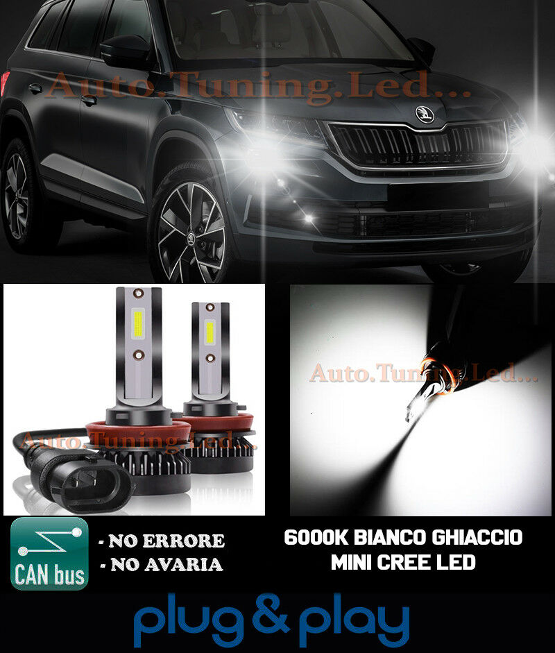 LAMPADE FENDINEBBIA A LED CREE SKODA KODIAQ CAMBUS BIANCO GHIACCIO 8000LM