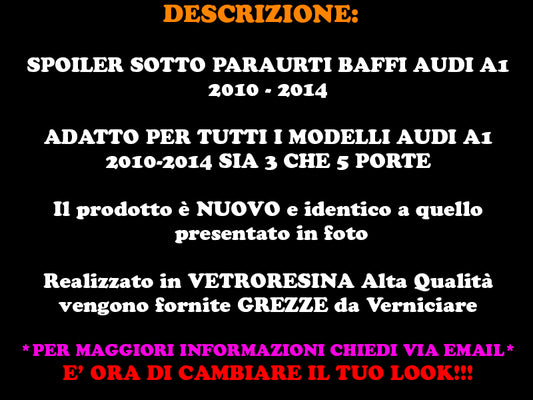 BAFFI SOTTO PARAURTI ANTERIORE AUDI A1 2010-2014 DESIGN SLINE S-LINE AUTOELEGANCERICAMBI