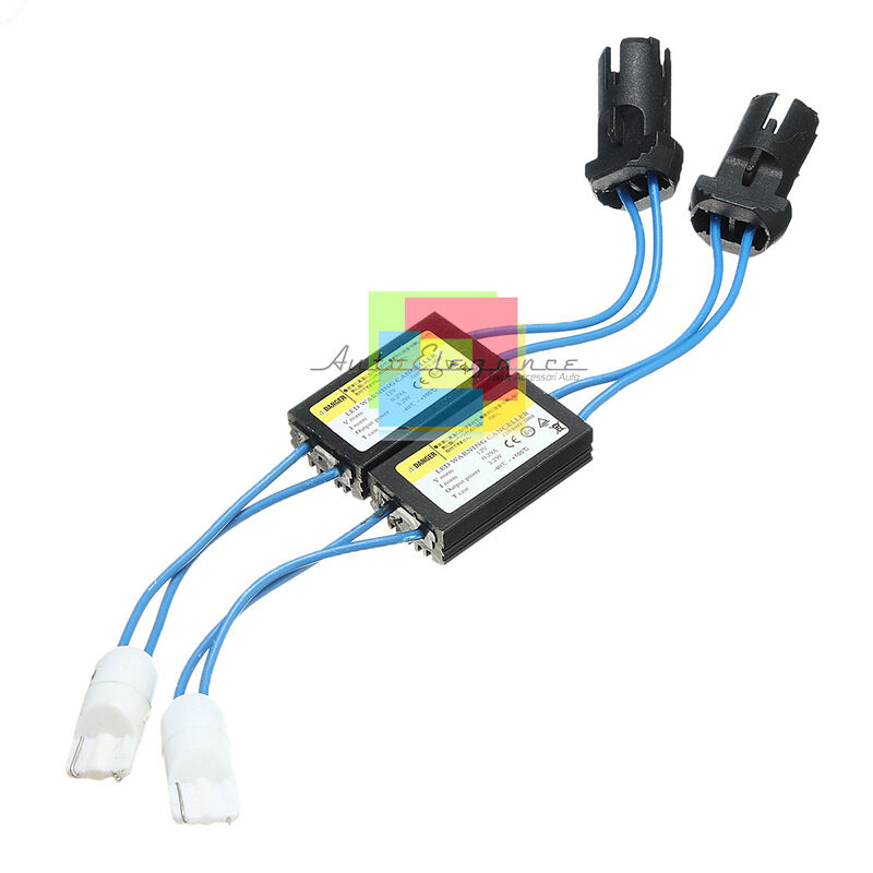 COPPIA RESISTENZE NO ERROR T10 LED PER TARGA O POSIZIONI W5W WARNING CANCELLER AUTOELEGANCERICAMBI
