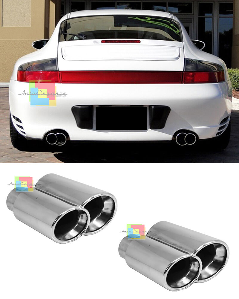 COPPIA TERMINALI DI SCARICO PORSCHE CARRERA 911 997 996 1997-2008 ACCIAIO INOX AUTOELEGANCERICAMBI