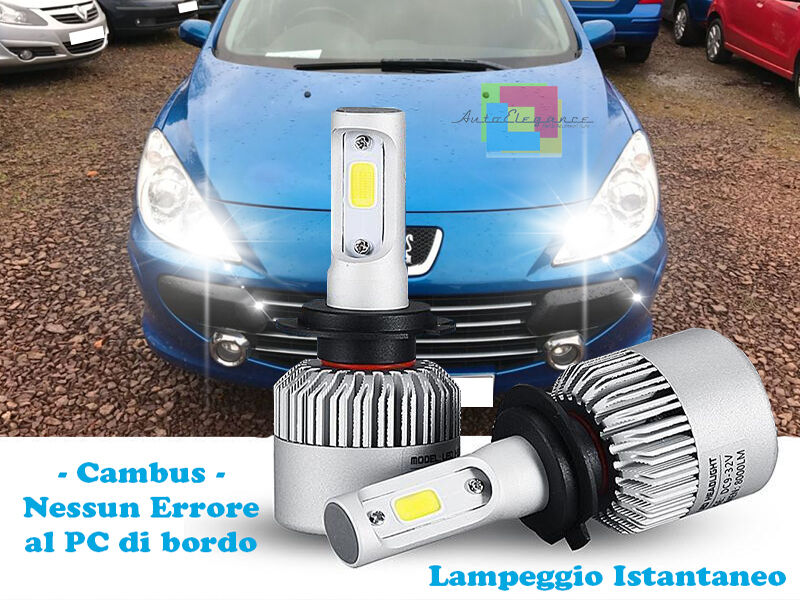 LAMPADE ABBAGLIANTI LED PEUGEOT 307 02-09 LAMPEGGIO ISTANTANEO 6000K