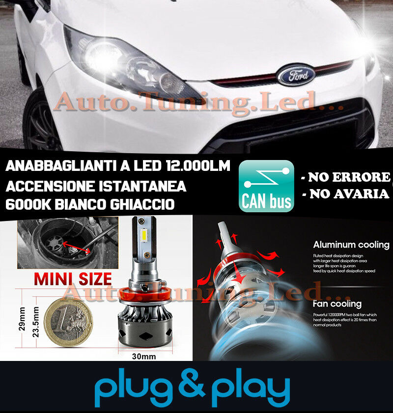 FORD FIESTA MK7 2008+ INSTANT NO FAILURE LED LOW BEAM HEADLIGHTS 12,000LM