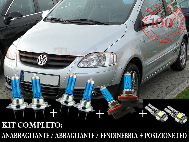 VW FOX 2003+ SET COMPLETO LAMPADE BLU XENON + POSIZIONE A LED