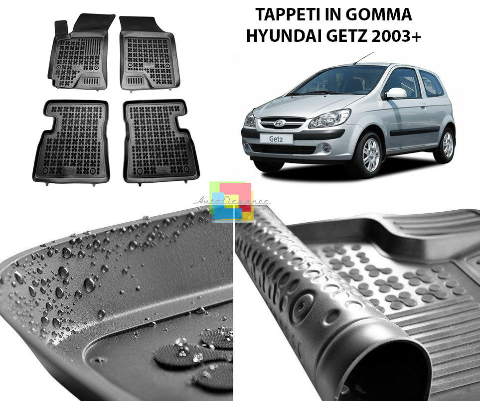 HYUNDAI GETZ 2003 IN POI TAPPETINI AUTO IN GOMMA - TAPPETI TOP QUALITA -1-