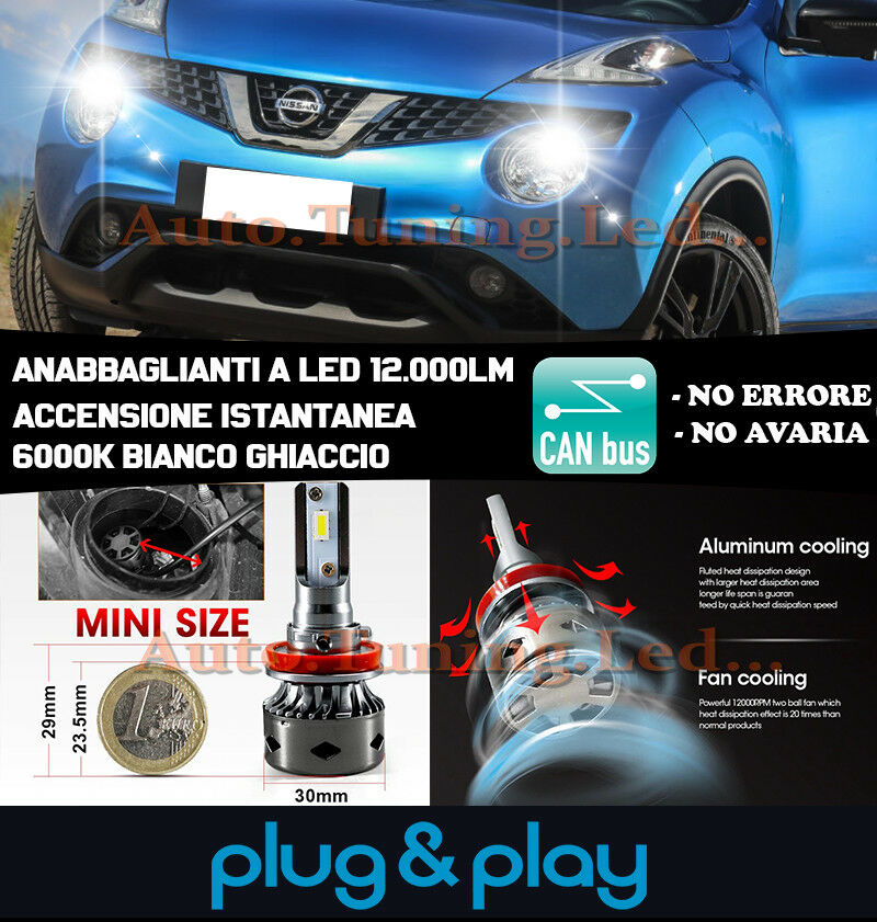 LED LOW BEAM LAMPS NISSAN JUKE RESTYLING INSTANT NO FAILURE 12.000LM