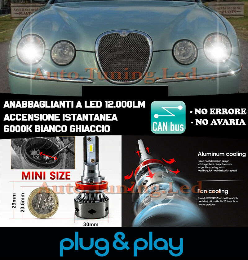 JAGUAR S-TYPE INSTANT NO FAILURE LED LOW BEAM HEADLIGHTS 12,000LM