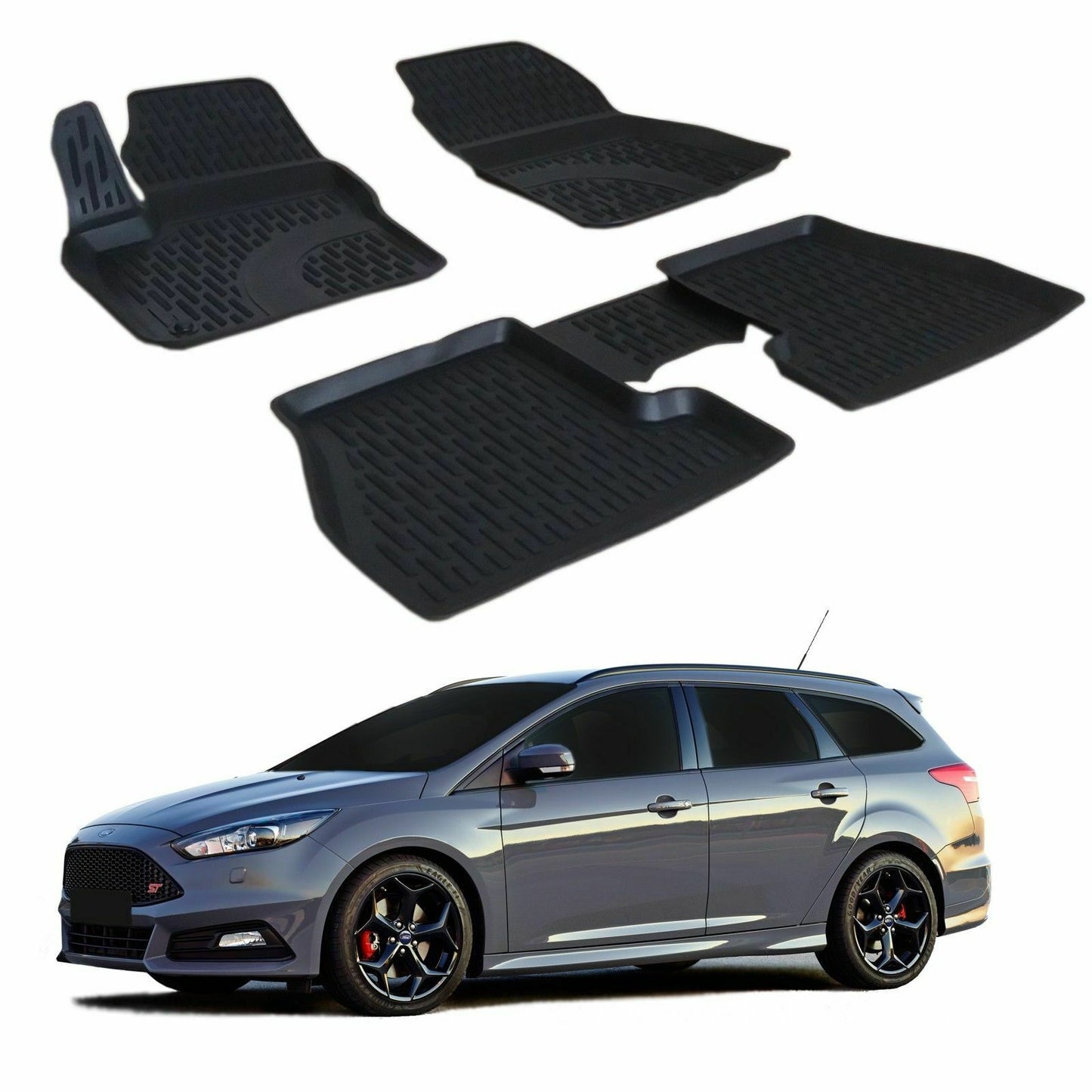 FORD FOCUS III 2012 AD OGGI TAPPETINI AUTO IN GOMMA - TAPPETI TOP QUALITA -1