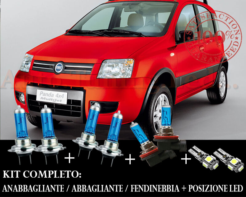 FIAT PANDA 2003-2012 SET COMPLETO LAMPADE BLU XENON + POSIZIONE A LED