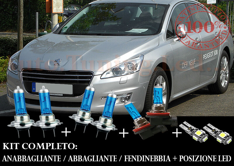 PEUGEOT 508 2010-2013 SET COMPLETO LAMPADE BLU XENON + POSIZIONE A LED