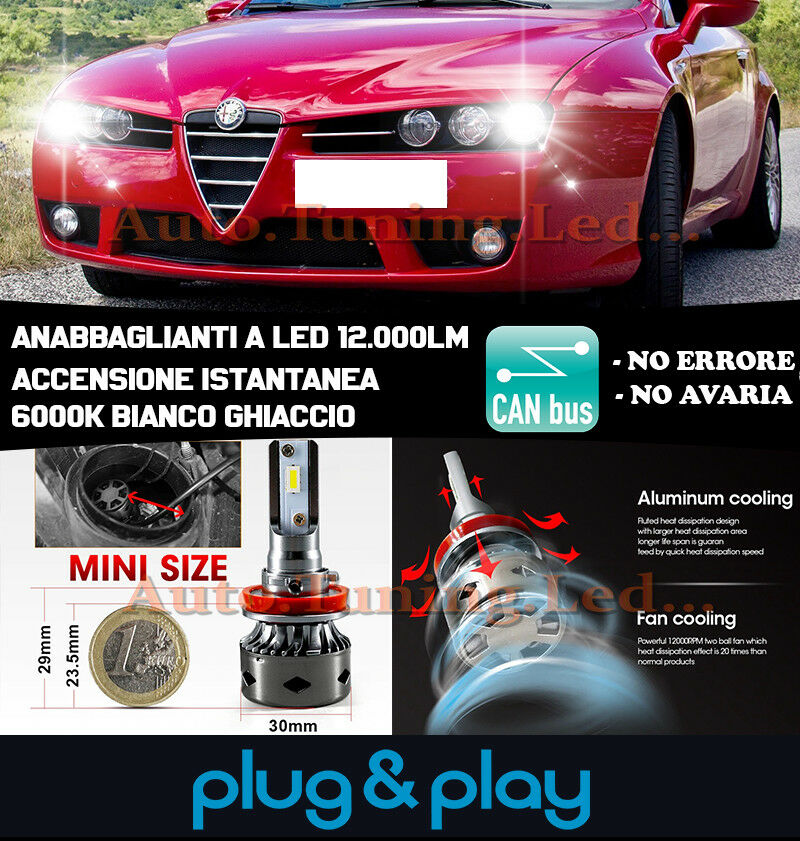 ALFA ROMEO BRERA 06-10 INSTANT NO FAILURE LED LOW BEAM HEADLIGHTS 12,000LM