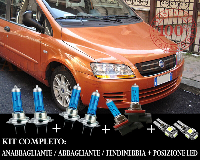 FIAT MULTIPLA 1999-2010 SET COMPLETO LAMPADE BLU XENON + POSIZIONE A LED