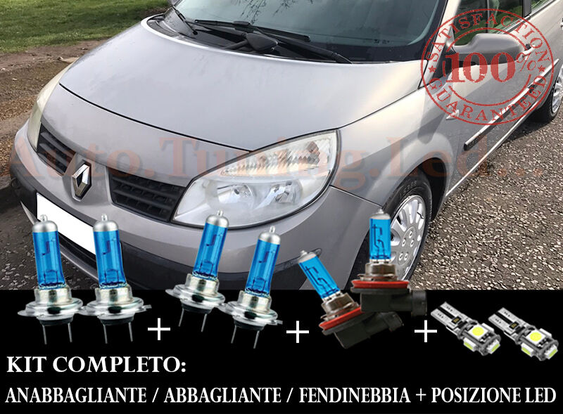 RENAULT SCÉNIC II 2003-2009 SET COMPLETO LAMPADE BLU XENON + POSIZIONE A LED