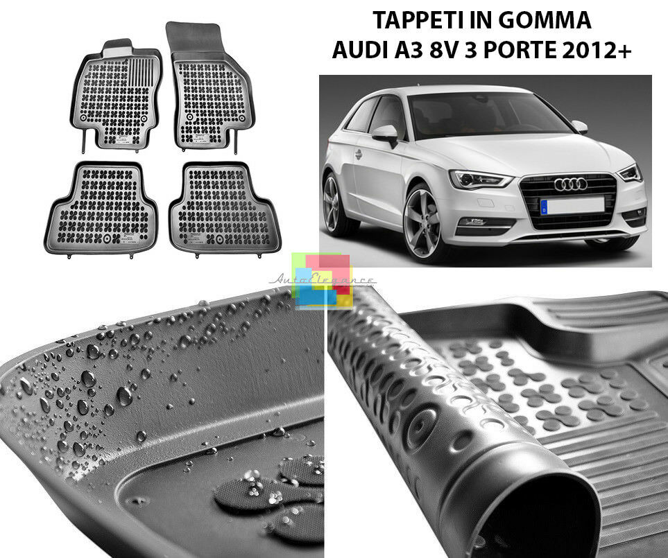 AUDI A3 8V 3 PORTE 2012 IN POI TAPPETINI AUTO IN GOMMA - TAPPETI TOP QUALITA -1 AUTOELEGANCERICAMBI