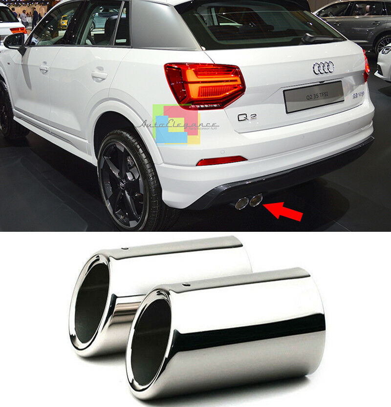 CHROME EXHAUST TIPPER STAINLESS STEEL SLINE LOOK FOR AUDI Q2 2016 TO DATE