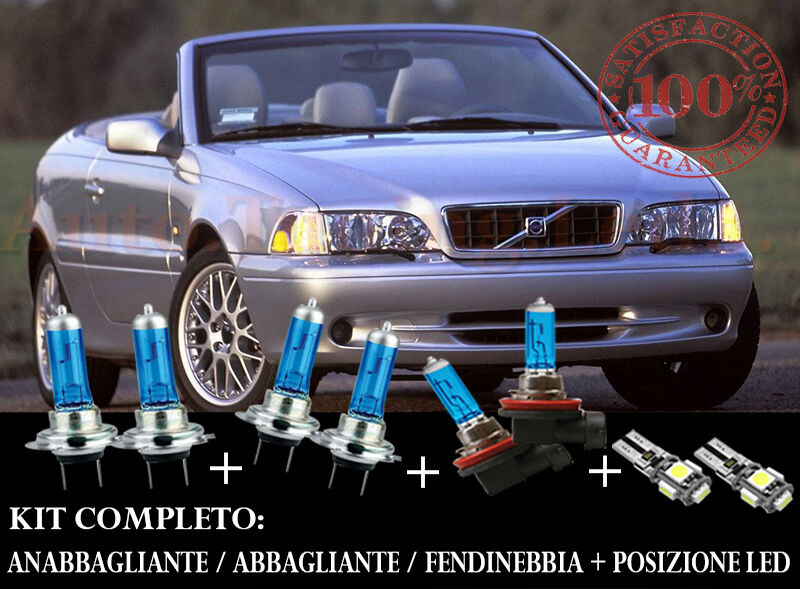VOLVO C70 1998-2005 SET COMPLETO LAMPADE BLU XENON + POSIZIONE A LED