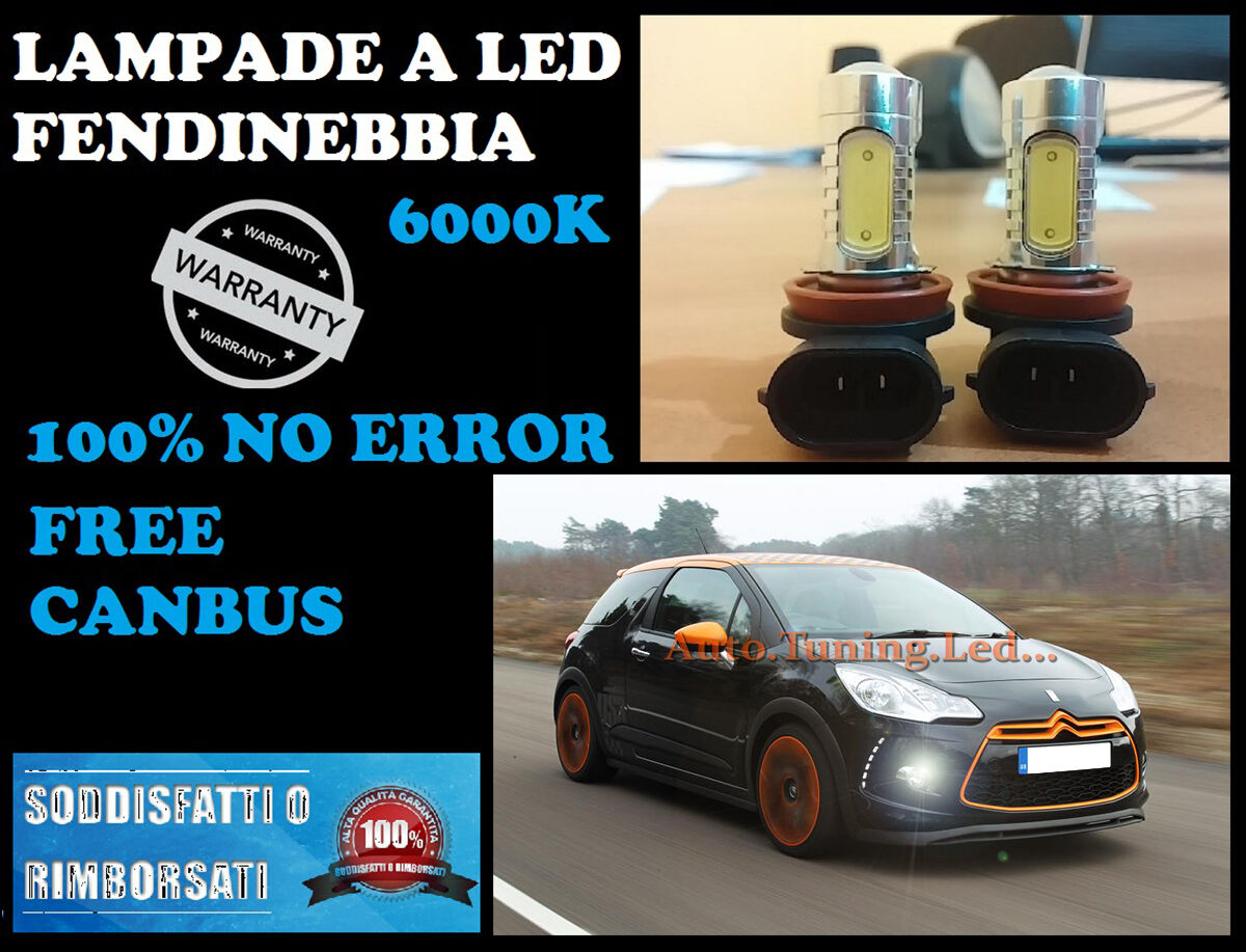 LAMPADE FENDINEBBIA H8 LED CREE RESISTENZA CANBUS 6000K Citroën DS3 2010-2014