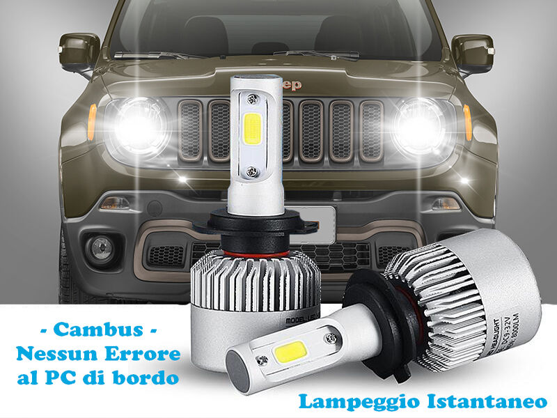 LAMPADE ANABBAGLIANTI ABBAGLIANTI LED JEEP RENEGADE LAMPEGGIO ISTANTANEO 6000K