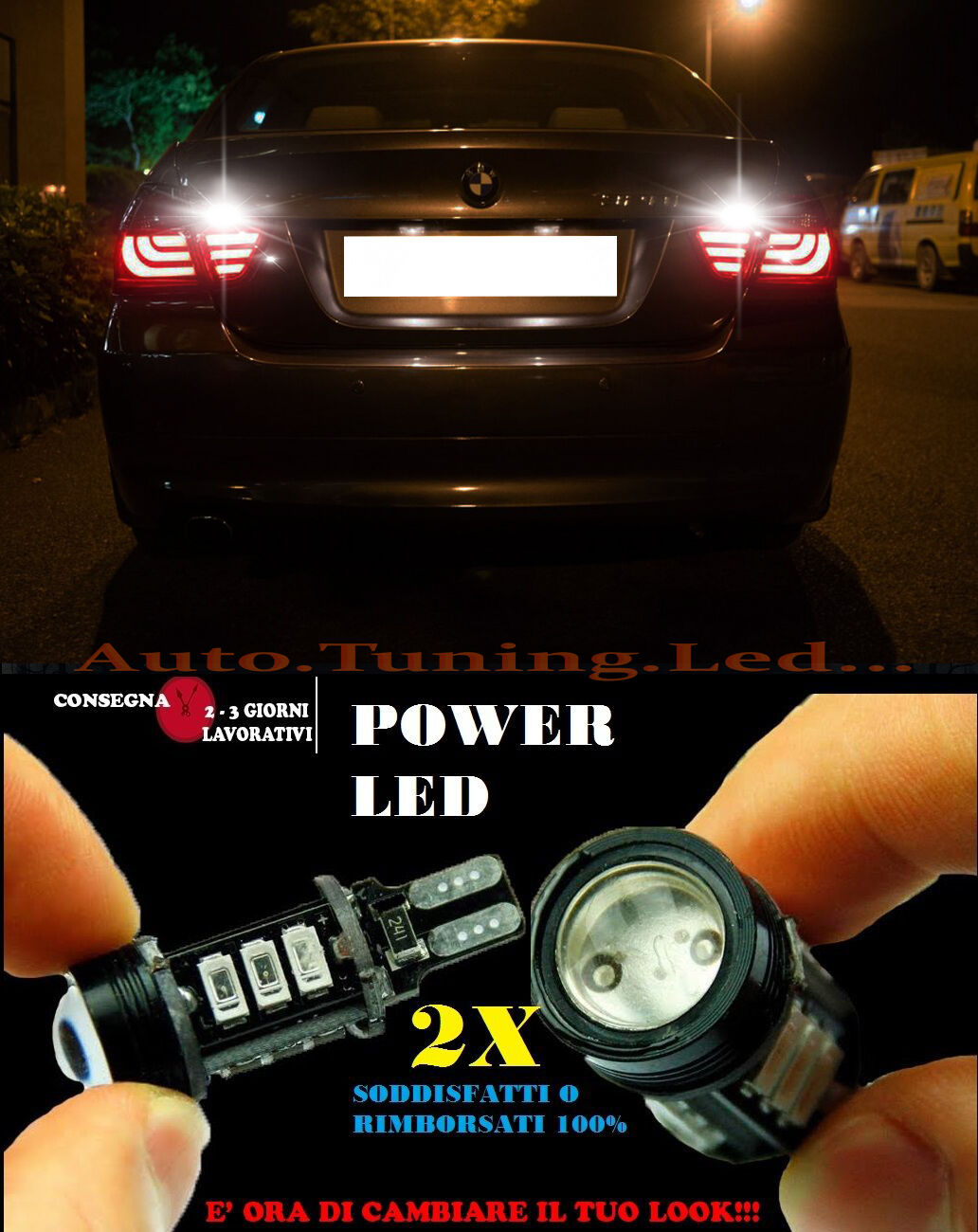 BMW SERIE 3 E90 E91 6000K LAMPADE RETROMARCIA A LED T15 W16W CANBUS NO ERROR AUTOELEGANCERICAMBI